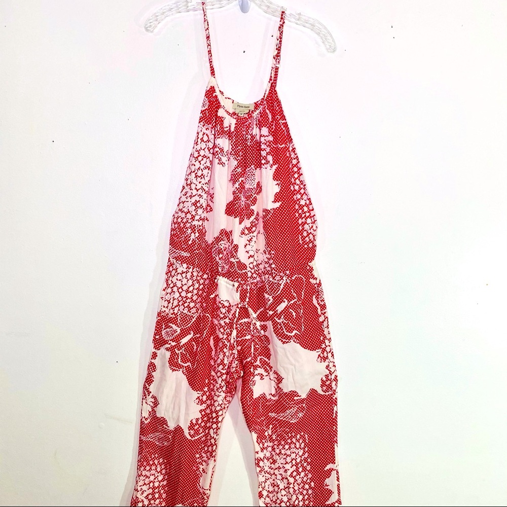 Flynn Skye Red and White Floral Halter Jumpsuit